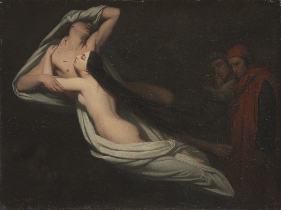 Ary Scheffer《Dante and Virgil Meeting the Shades of Francesca da Rimini and Paolo》（クリーヴランド美術館蔵）