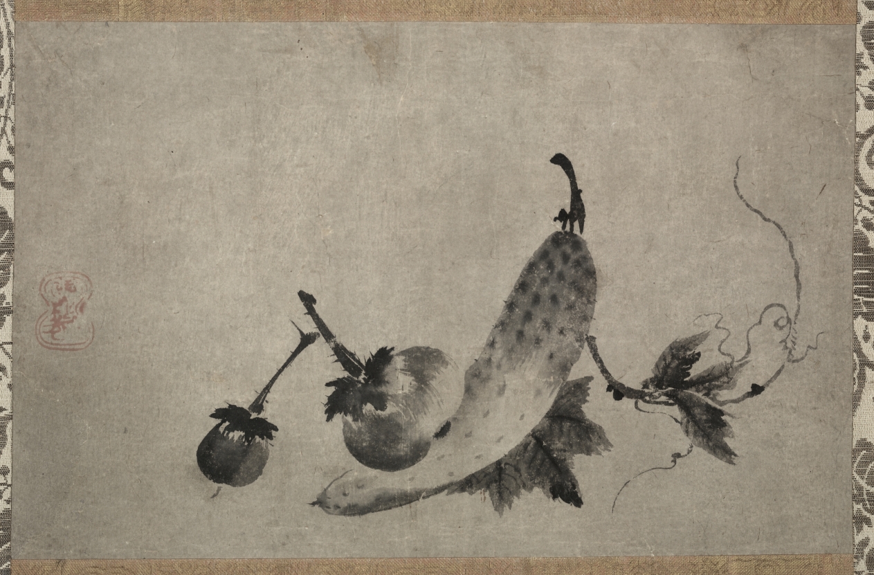 Yamada Dōan《Cucumber and Eggplants》(クリーヴランド美術館蔵)