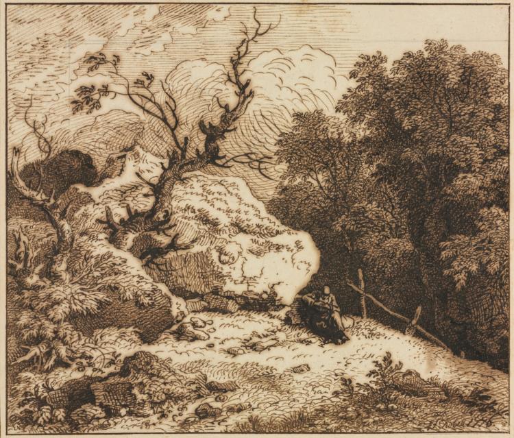 Ferdinand Kobell《Hermit in a Wooded Landscape》(クリーヴランド美術館蔵)