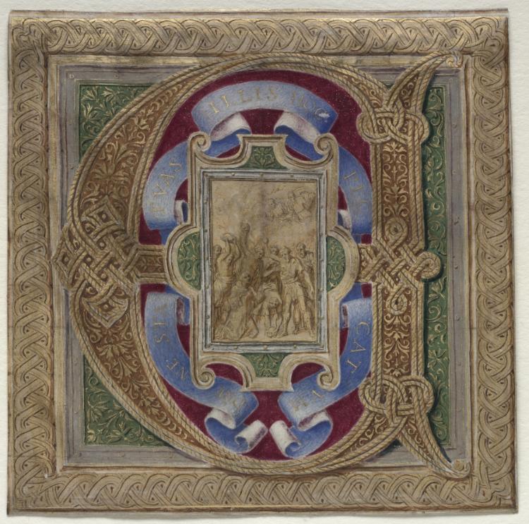 Historiated Initial (E) Excised from the Colonna Missal: The Martyrdom of Saint Stephen