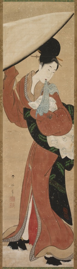 傘をさす美人