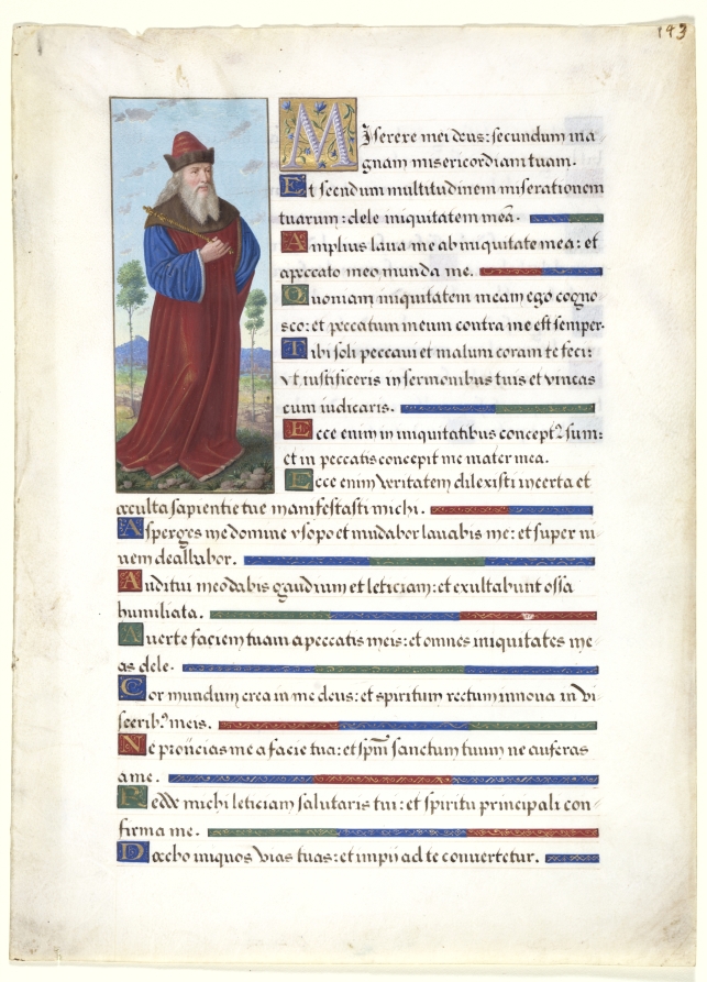Jean Bourdichon《Leaf from a Book of Hours: King David》(クリーヴランド美術館蔵)