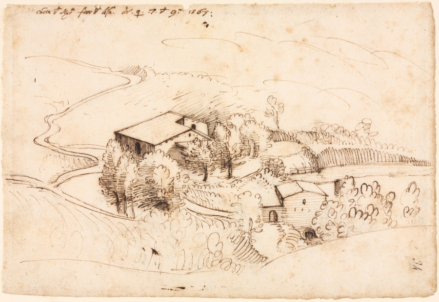 Farm with Trees in a Hilly Landscape