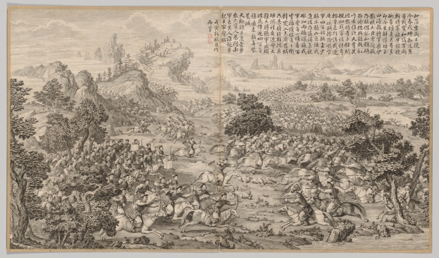 Jean Denis Attiret《Victory at Heluo Heshi: from Battle Scenes of the Quelling of Rebellions in the Western Regions, with Imperial Poems》(クリーヴランド美術館蔵)