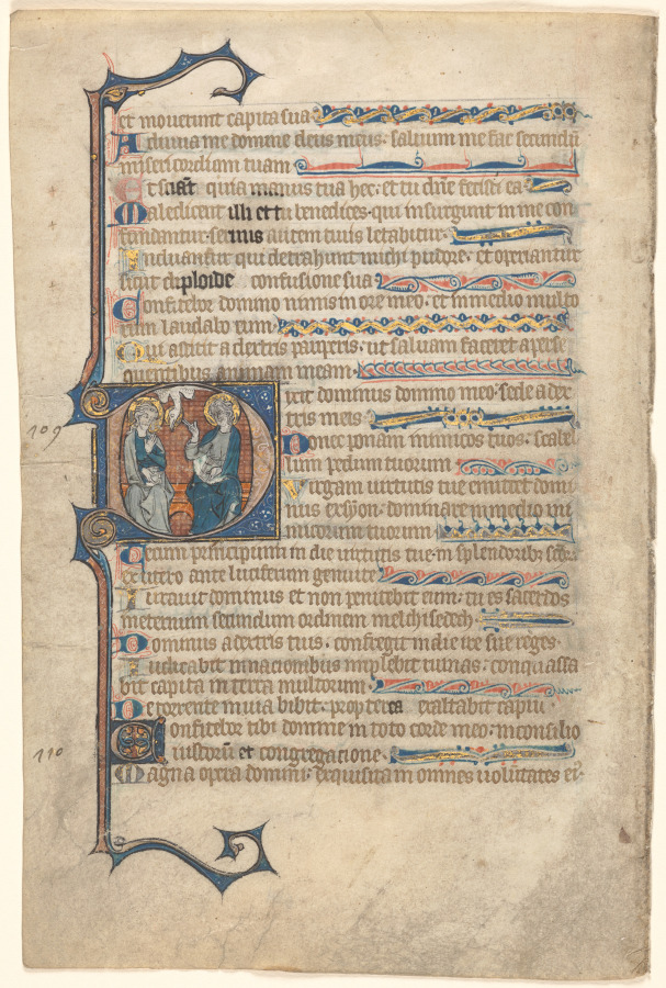 Leaf from a Psalter: Historiated Initial D with The Trinity