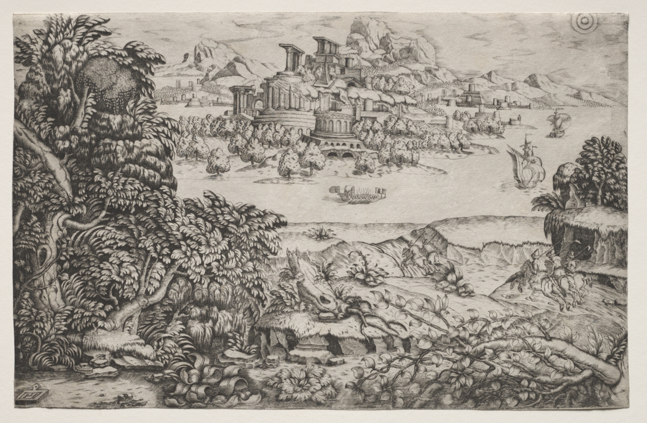 Monogrammist HI《Landscape with a Temple above a Lake》(クリーヴランド美術館蔵)