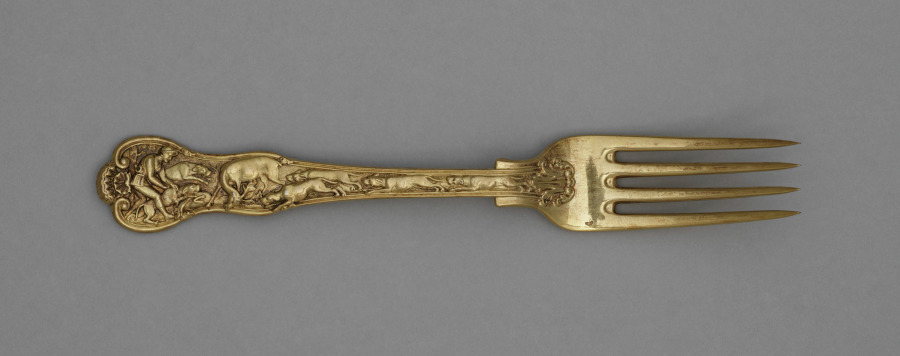 Dessert Fork with Hunt Scenes