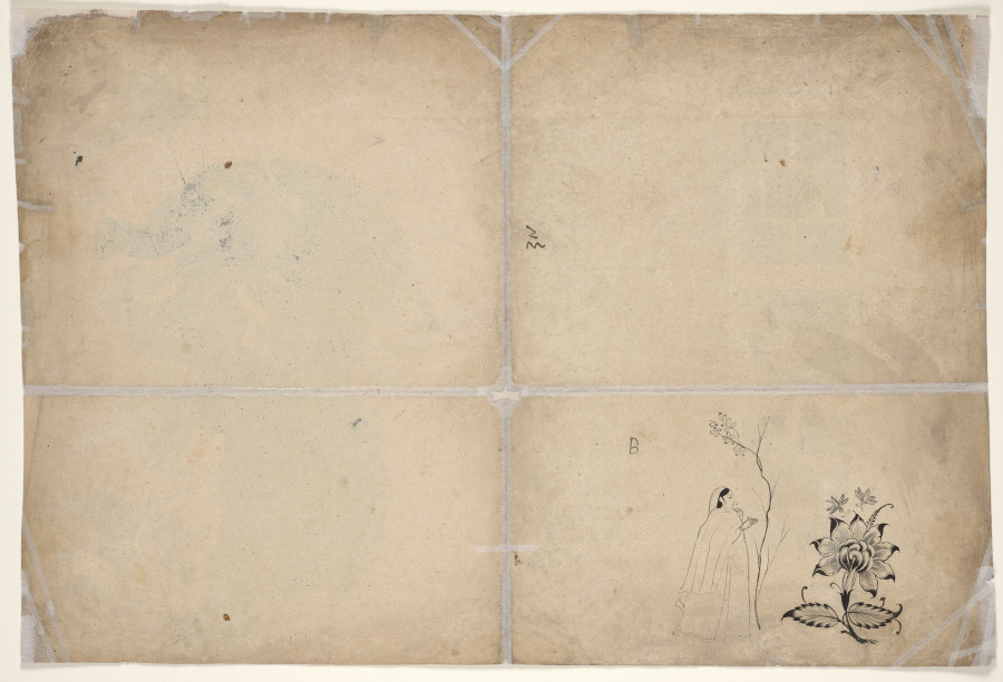 Two Elephants Fighting in a Courtyard Before Muhammad Shah