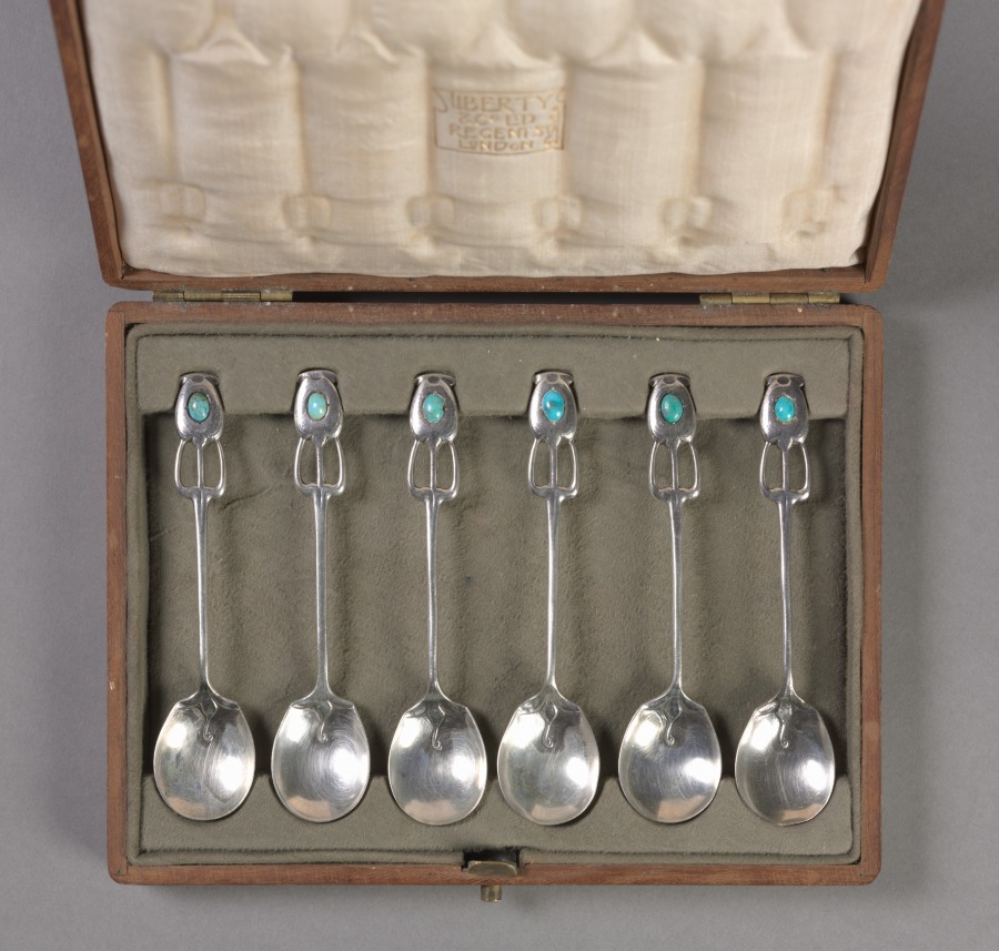Set of six Coffee Spoons in Original Wooden Case