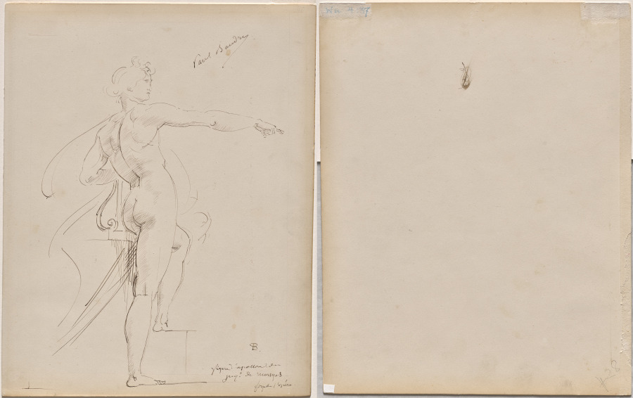 Study of Apollo for Marsyas (recto); Face in Profile (verso)