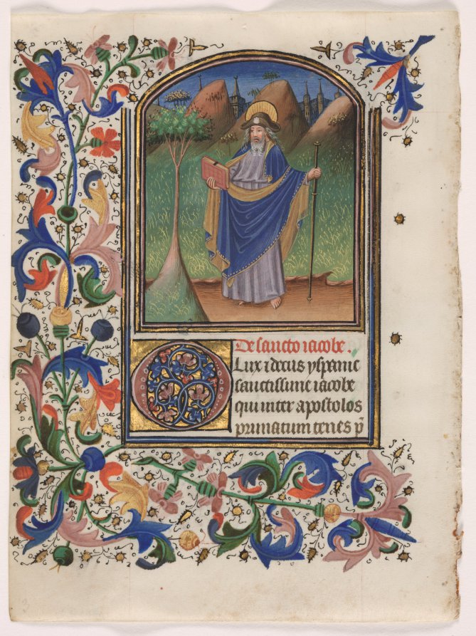 Master of the Gold Scrolls《Leaf from a Book of Hours: Saint James the Greater》(クリーヴランド美術館蔵)