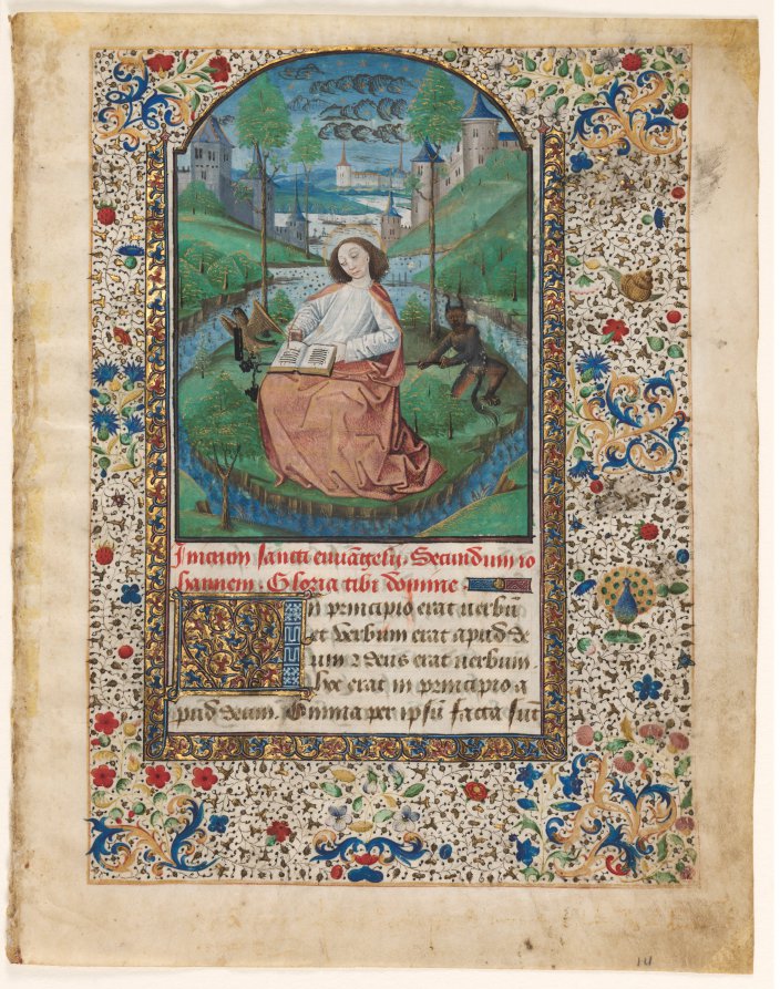 Master of Jacques de Luxembourg《Leaf from a Book of Hours: John on Patmos (1 of 2 Excised Leaves)》(クリーヴランド美術館蔵)