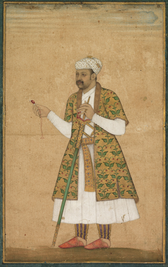A Courtier, Possibly Khan Alam, Holding a Spinel and a Deccan Sword