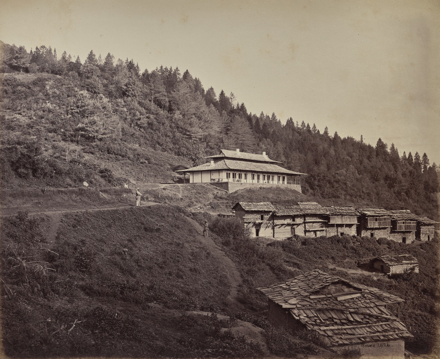 The Upper Himmalayahs. Village of Harkundu with Traveller's Bungalow in Rest-House