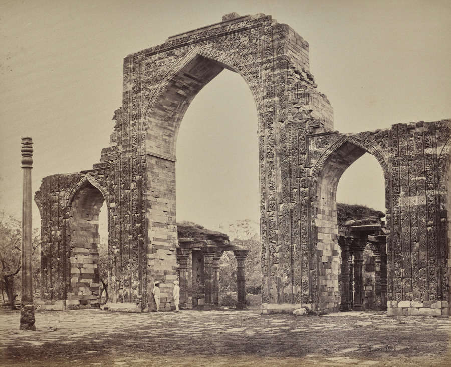 Delhi. Great Arch and Iron Pillar Near the Kootub Minar, Ruin of Old Delhi