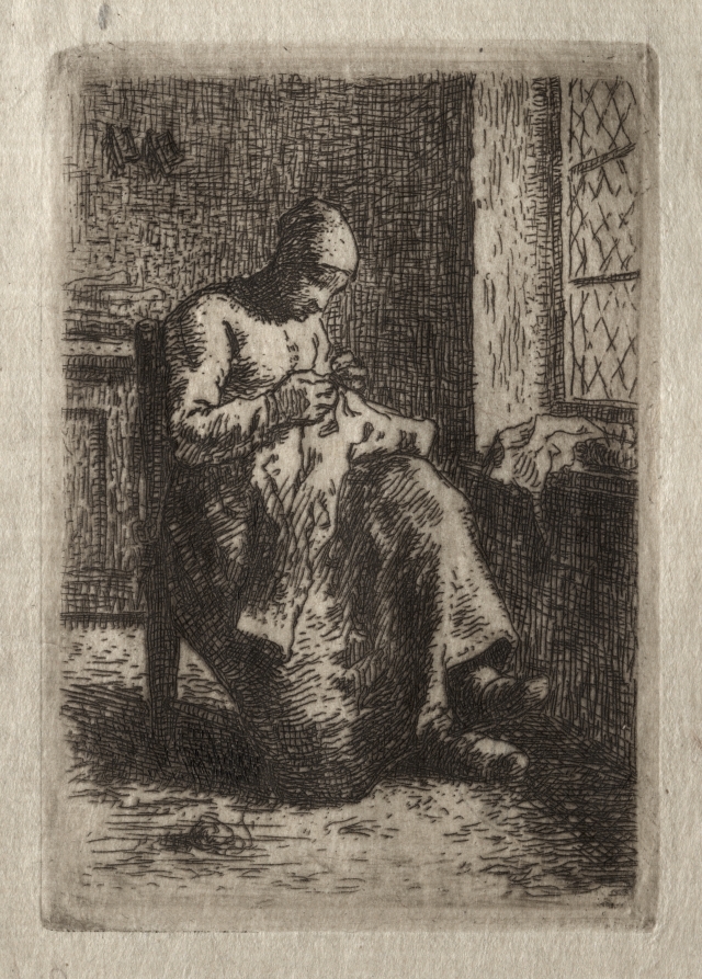 ジャン=フランソワ・ミレー《Woman Sewing》(クリーヴランド美術館蔵)