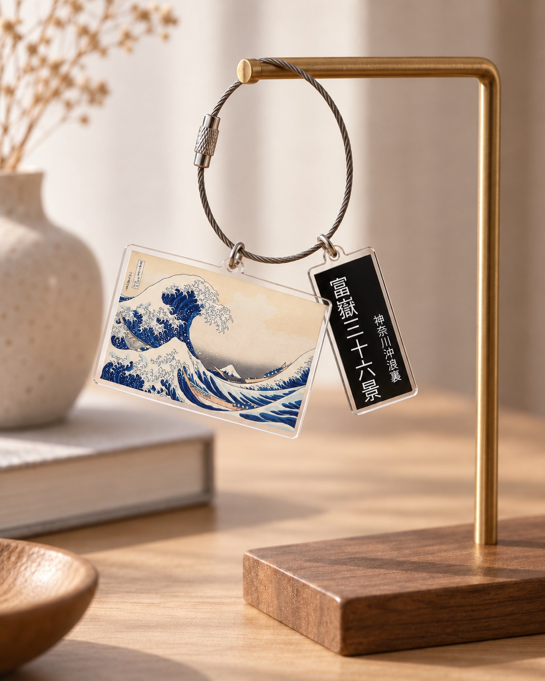 冨嶽三十六景 神奈川沖浪裏 — アクリルキーホルダー(題札つき)(angle)