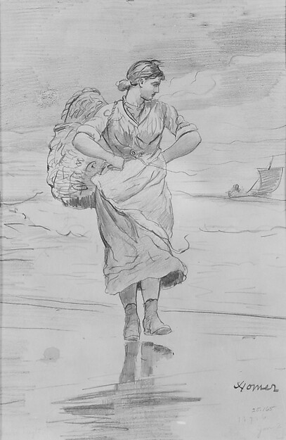 A Fisher Girl on Beach (Sketch for Illustration of "The Incoming Tide")