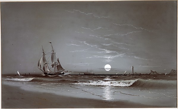 Entrance to Harbor—Moonlight