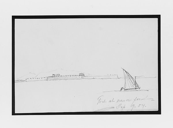 Mountains and Fort along Coast (from Sketchbook)