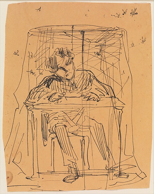 Man at Table beneath Mosquito Net (from Sketchbook)