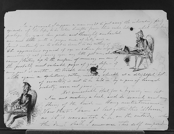 Two Sketches of Old Man with Books (from Sketchbook)