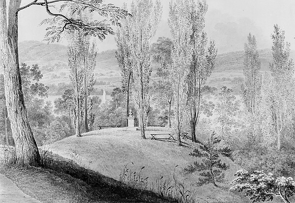 Grove of Poplars with a Memorial Bust, David Hosack Estate, Hype Park, New York (from Hosack Album)