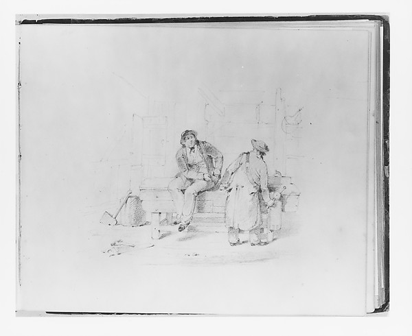 Two Men on a Workbench with a Vice (from Sketchbook)