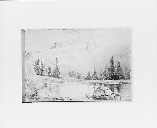 Mountain Landscape with Lake in Foreground [Mount Tacoma?] (from Sketchbook X)