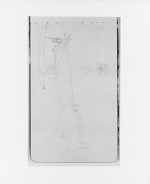 Sketches of Canoes and a Figure Carrying a Barrel (from Sketchbook)