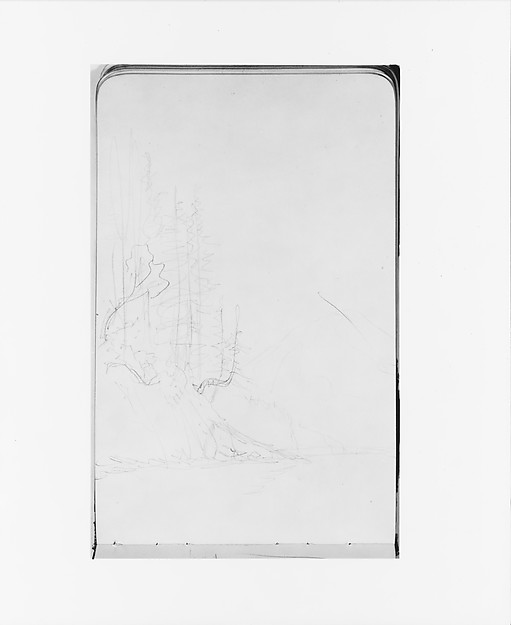 Trees on a Cliffside with a Mountain in the Background (from Sketchbook)