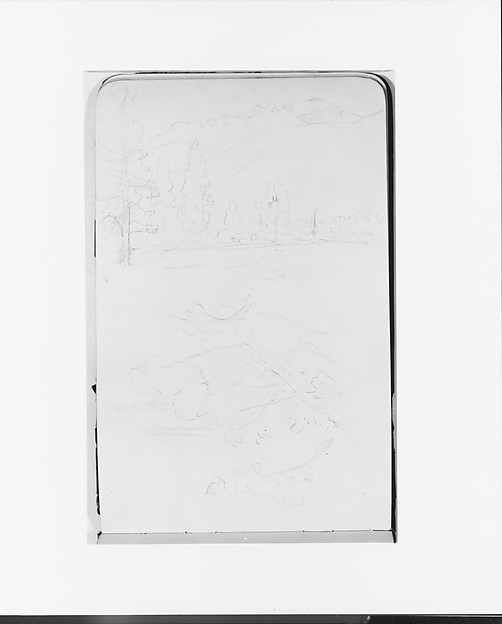 Two Landscape Sketches with Trees and Mountains (from Sketchbook)