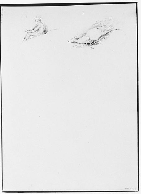 Sketch of a Man Seated; Sketch of a Dead Deer (from Sketchbook)