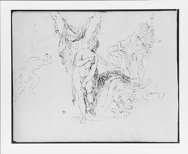 Composition with Bathing Venus Pudica Type; a Triton; a Fleeing Figure (from Sketchbook)
