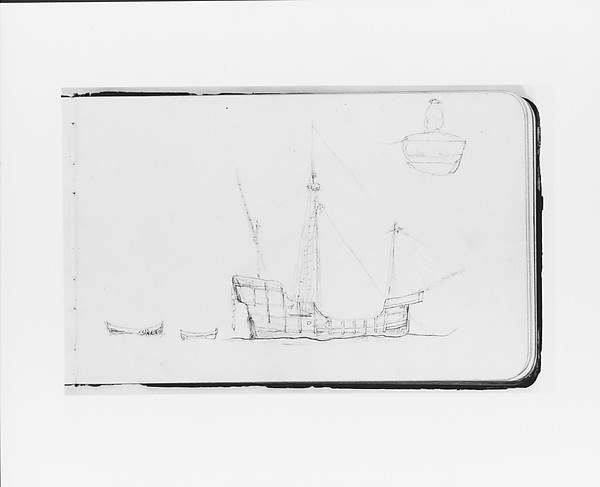 Sketch of a Caravel; Figure in a Boat (from Sketchbook)