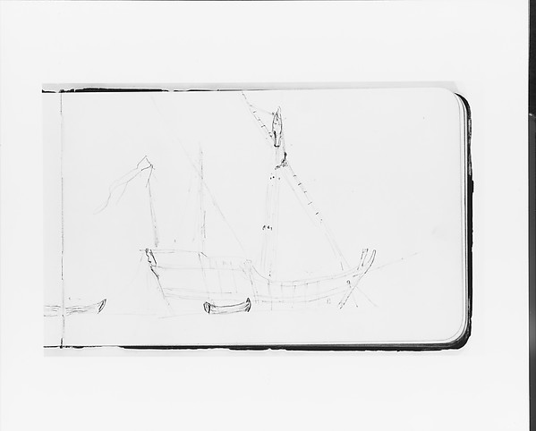 Sketch of a Ship at Anchor for The Landing of Columbus (from Sketchbook)