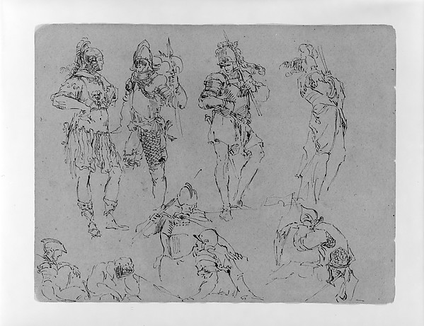 Nine Figures in Military Dress (from Sketchbook)
