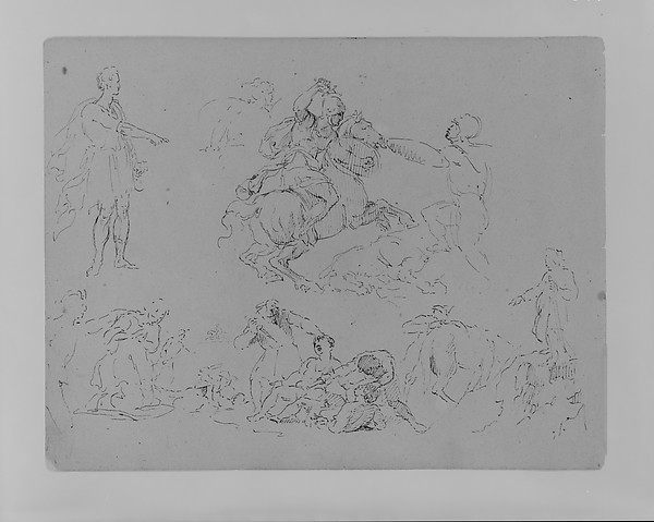 Figure Sketches, Including Battling Equestrain, Roman Caesar Type Pointing, Bloody Brawl, Etc. (from Sketchbook)