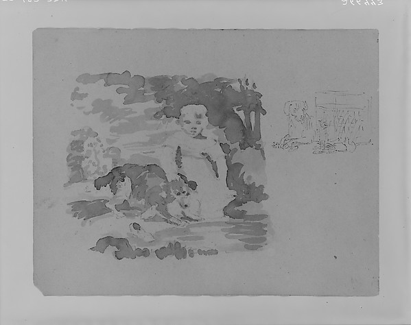 Girl and Dog; Dog and Trunk (from Sketchbook)