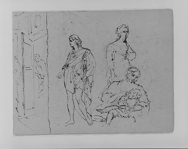 Compositional Study: Standing Draped Man, Female Figure (from Sketchbook)