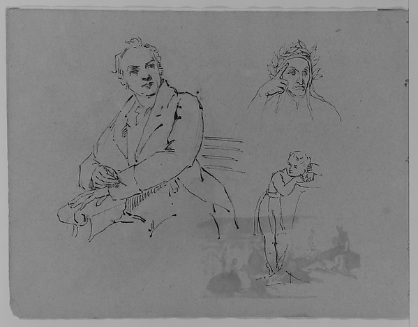 Portrait of Seated Man; Bust of Contemplative Dante; Child Leaning on a Woman's Lap (from Sketchbook)