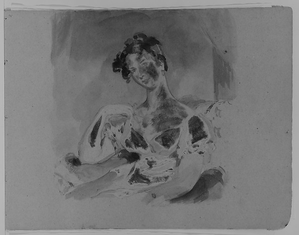 Half-length Portrait of a Woman Seated Before a Window (after Lawrence?) (from Sketchbook)