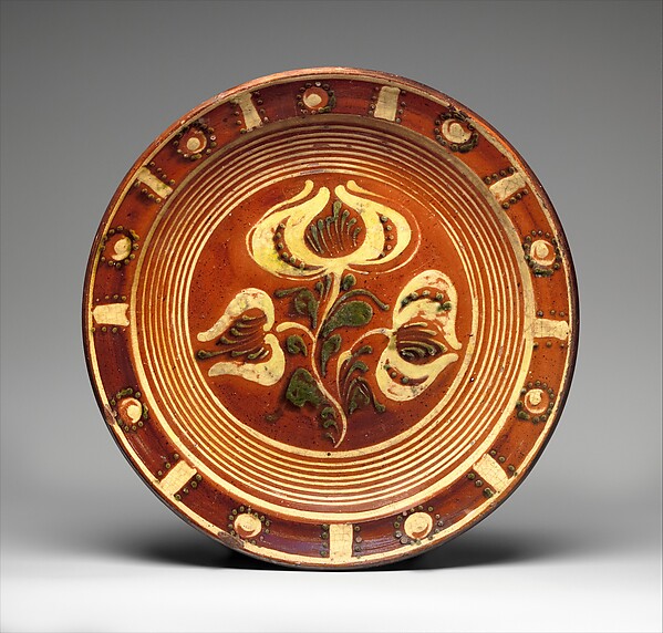 Redware Slip-decorated dish
