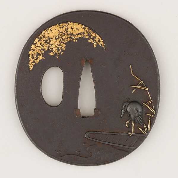 Sword Guard (<i>Tsuba</i>) Depicting Heron on Boat (一路平安図鐔)