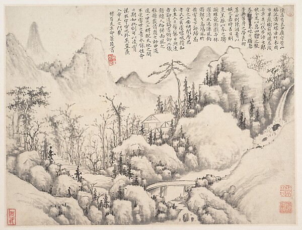 Mountain Retreat, leaf from Album for Zhou Lianggong