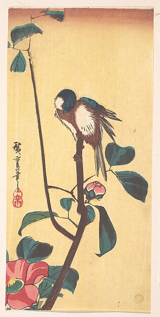 Camellia and Blue-Headed Bird