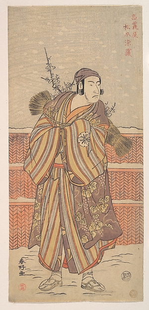Matsumoto Sumezō as a Man in Winter Attire Standing in the Snow