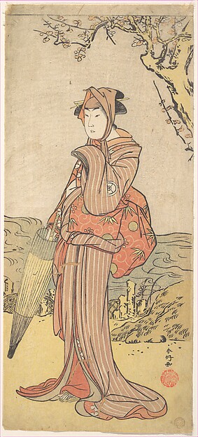 Iwai Kiyotaro as a Woman Standing under a Plum Tree