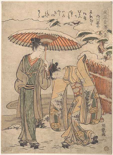 Evening Snow at Uchikawa (Uchikawa no bosetsu), from the series Fashionable Eight Views of Kanazawa