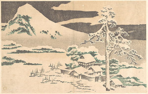 Seaside Village in Winter, from Hokusai’s Album of Realistic Pictures (Hokusai shashin gafu)